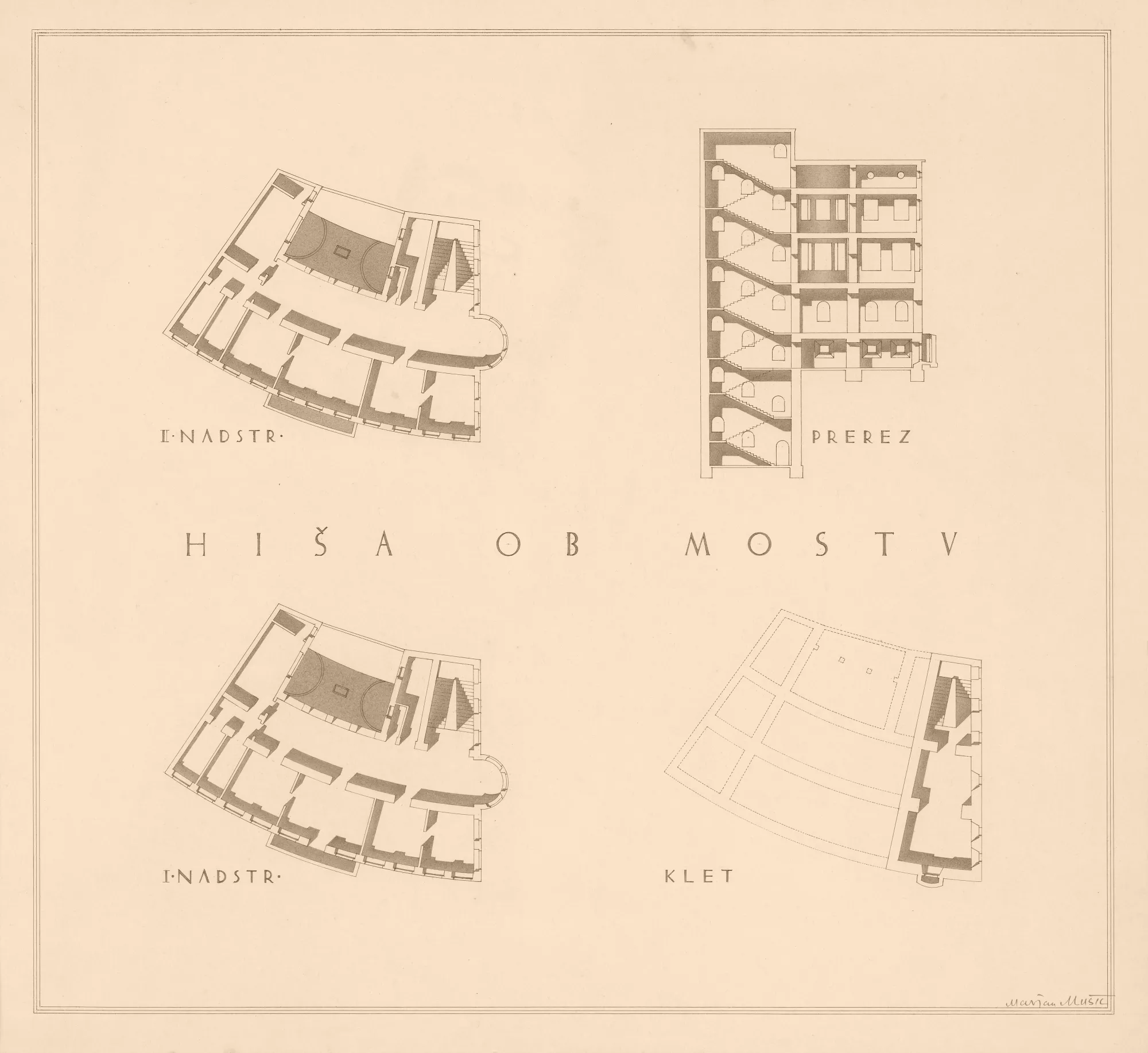 Marjan Mušič - Most Novega mesta in hiša ob mostu